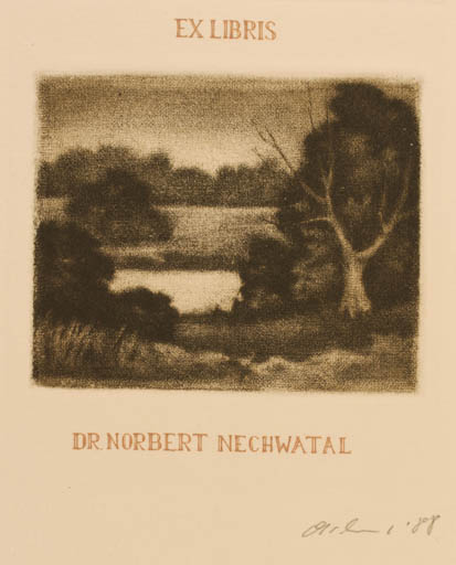 Exlibris by Detlef Olschewski from Germany for Dr. Nobert Nechwatal - Scenery/Landscape Maritime 