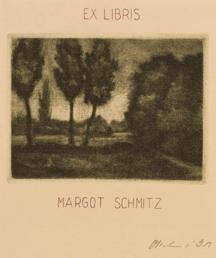 Exlibris by Detlef Olschewski from Germany for Margot Schmitz - Scenery/Landscape 