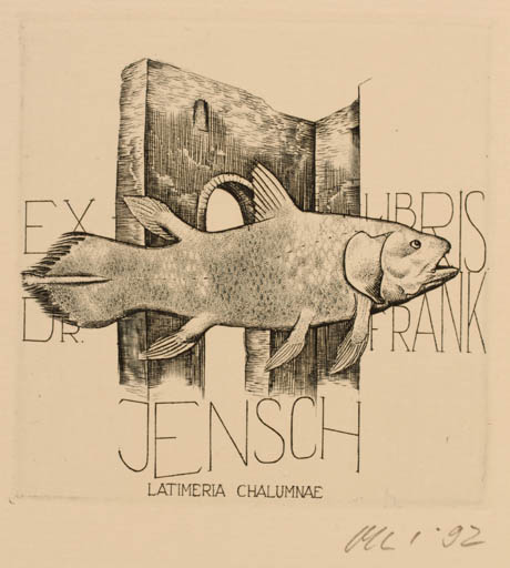 Exlibris by Detlef Olschewski from Germany for Frank Jensch - Architecture Fish 