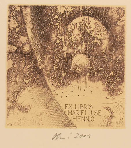 Exlibris by Detlef Olschewski from Germany for Marieluise Henning - Abstract Globe 