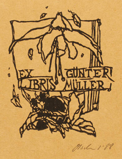 Exlibris by Detlef Olschewski from Germany for Günter Müller - Flower Book 