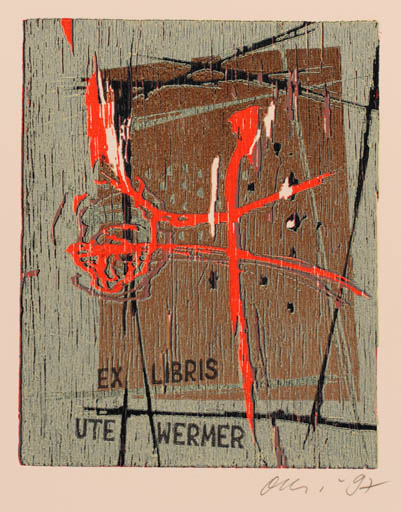 Exlibris by Detlef Olschewski from Germany for Ute Wermer - Abstract 