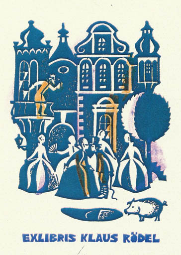 Exlibris by German Ratner from Russia for Klaus Rödel - Fairytale/fable Literature 