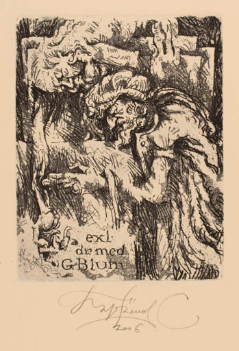 Exlibris by Sergey Parfionov from Russia for Dr. Gernot Blum - Man 