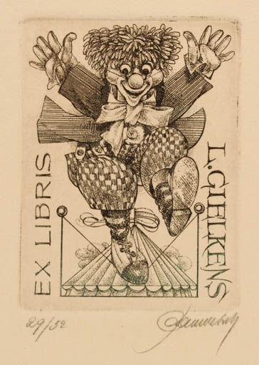 Exlibris by Hedvig Pauwels from Belgium for L. Gielkens - Theater/Cirkus 