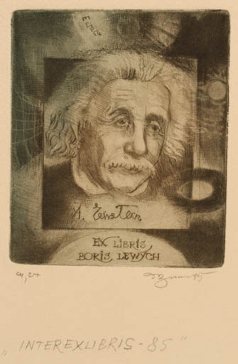 Exlibris by Hedvig Pauwels from Belgium for Boris Jakovlevig Levych - Historical Person Portrait 