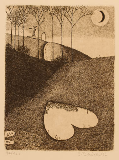 Exlibris by Jindrich Pilecek from Czech Republic for G. B. - Scenery/Landscape Mill 