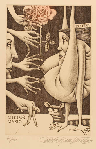 Exlibris by Dusan Polacovic from Slovak Republic for Mario Miklosi - Erotica Surrealism 