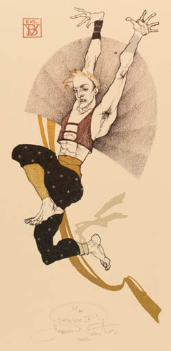 Exlibris by Marina Richter from Czech Republic for B. V. - Dancing Man 