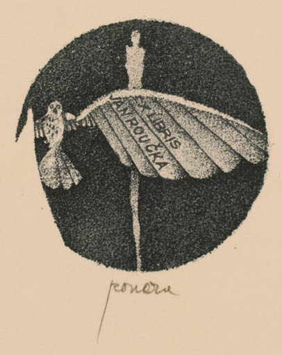 Exlibris by Pavel Roucka from Czech Republic for Jan Roucka - Bird 