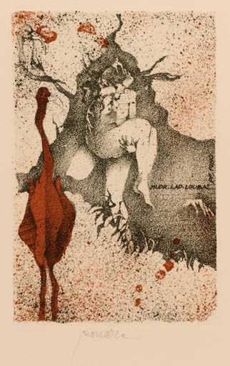 Exlibris by Pavel Roucka from Czech Republic for - Lad Loubat - Abstract Couple 