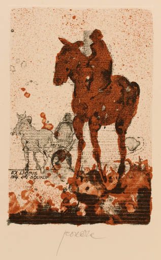 Exlibris by Pavel Roucka from Czech Republic for Ing. Jiri Soukup - Horse Horseman/Rider 