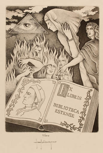 Exlibris by Paolo Rovegno from Italy for Biblioteca Estense - Classical antiquity Book Religion 