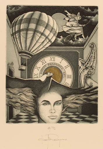 Exlibris by Paolo Rovegno from Italy for Egisto Bragagglia - Fable Animal Surrealism 