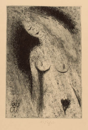 Exlibris by Karel Safar from Czech Republic for J. O. - Woman Nude 