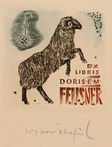 Exlibris by Victor Schapiel from Austria for Doris  E. M. Fellsner - Fauna Cosmos 