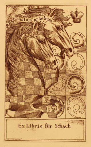 Exlibris by Victor Schapiel from Austria for ? ? - Horse Sport/game 