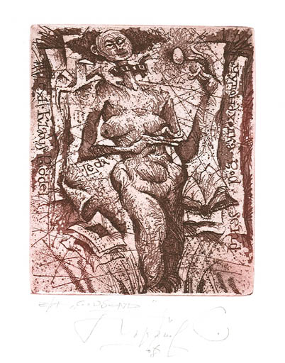 Exlibris by Sergey Parfionov from Russia for Klaus Rödel - Woman 