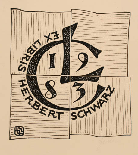 Exlibris by Tadeusz Szumarski from Poland for Herbert Schwarz - Monogram Text/Writing 