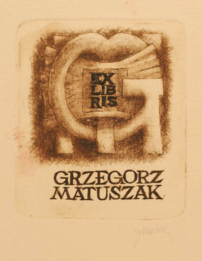 Exlibris by Tadeusz Szumarski from Poland for Grzegorz Matuszak - Monogram 