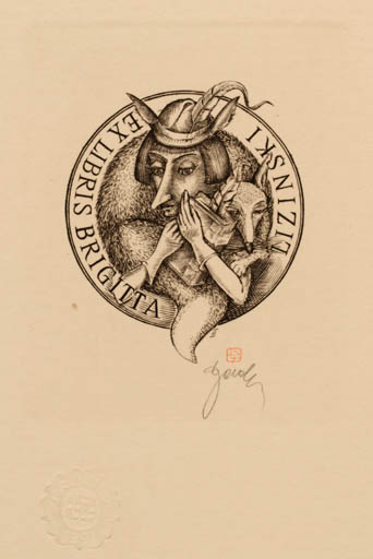 Exlibris by Tadeusz Szumarski from Poland for Brigitta Lizinski - Book Fauna Man 