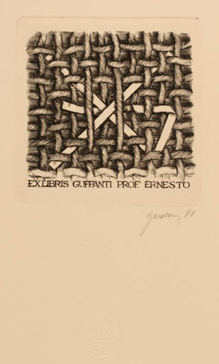 Exlibris by Tadeusz Szumarski from Poland for Prof. Ernesto Guffanti - Ornament 