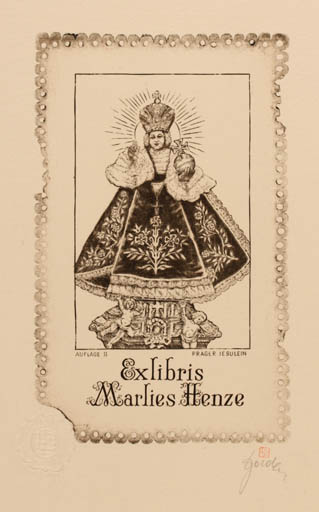 Exlibris by Tadeusz Szumarski from Poland for Marlies Henze - Madonna 