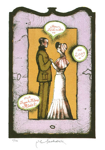 Exlibris by Vladimir Suchanek from Czech Republic for Klaus Rödel - Romance 