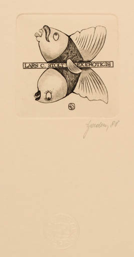 Exlibris by Tadeusz Szumarski from Poland for Lars C. Stolt - Ex Erotica Fish 