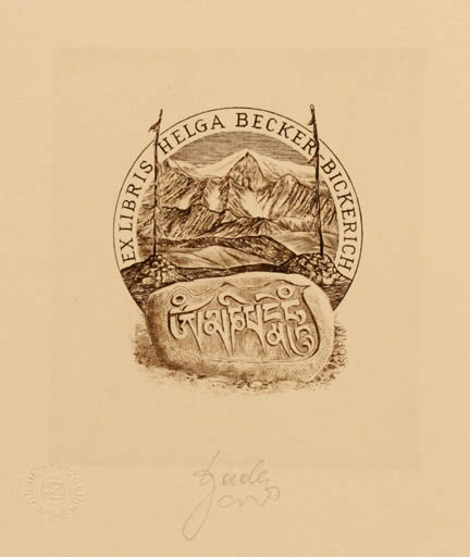 Exlibris by Tadeusz Szumarski from Poland for Helga  Becker-Bickerich - Mountain 