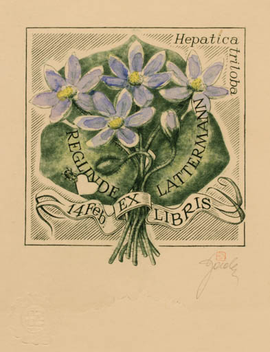 Exlibris by Tadeusz Szumarski from Poland for Reglinde Lattermann - Flower 