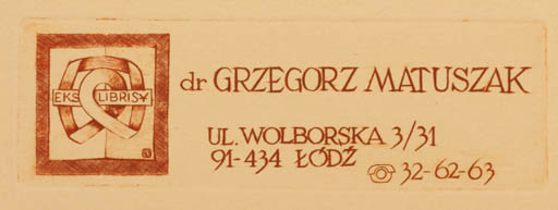 Exlibris by Tadeusz Szumarski from Poland for Grzegorz Matuszak - Text/Writing 