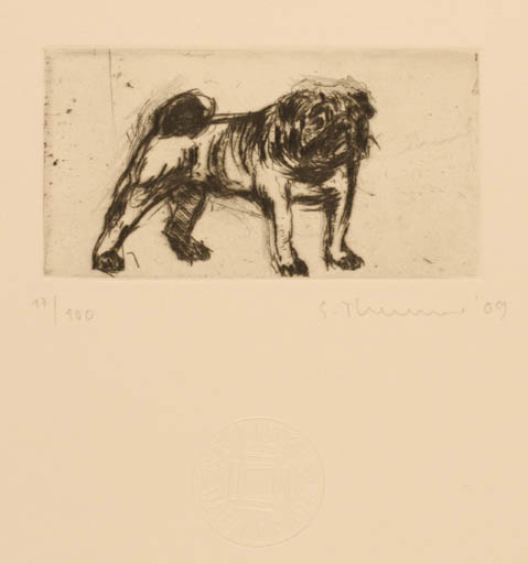 Exlibris by Susanne Theumer from Germany for Wolfgang Wissing - Dog 