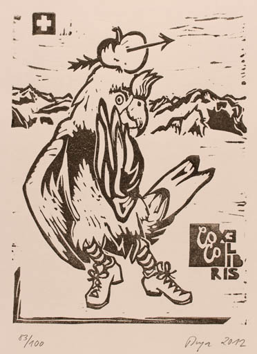 Exlibris by Maya Graber from Germany for COCO ? - Mountain Fruit Bird 