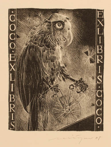 Exlibris by Rolf Müngner from Germany for COCO ? - Bird 