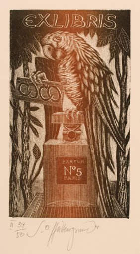 Exlibris by Siegfred Otto Hüttengrund from Germany for COCO ? - Flora Bird 