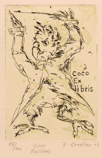 Exlibris by Rupert Gredler from Austria for COCO ? - Bird Music 