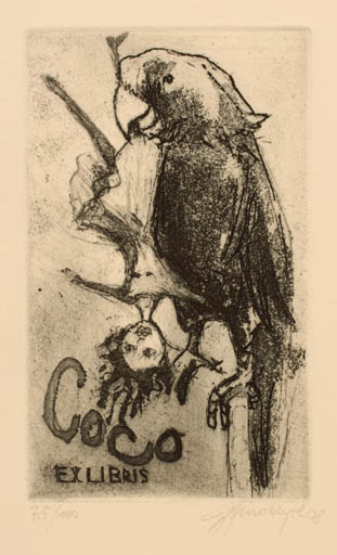 Exlibris by Gintare Skroblyte from Germany for COCO ? - Bird 