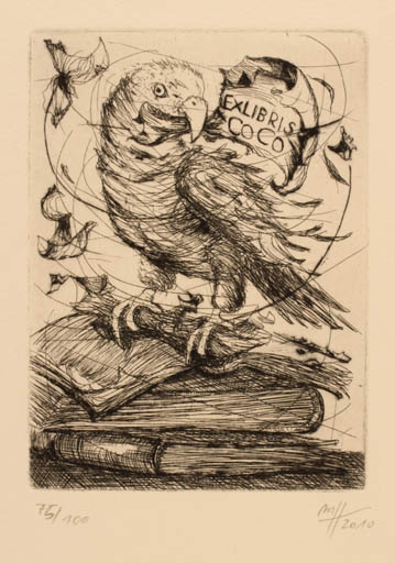 Exlibris by Madeleine Heublein from Germany for COCO ? - Book Bird 