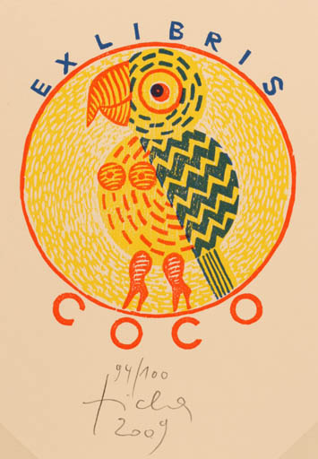 Exlibris by Hans Ticha from Germany for COCO ? - Bird 