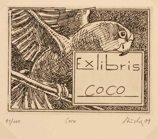 Exlibris by Jochen Stücke from Germany for COCO ? - Bird 