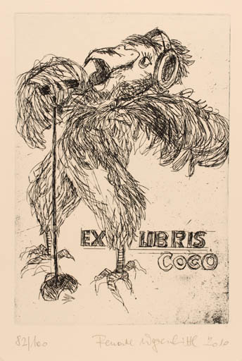 Exlibris by Renate Weggenkitte from Austria for COCO ? - Bird Music 