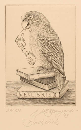 Exlibris by Hubert Höft Baumgardt from Germany for COCO ? - Book Bird 