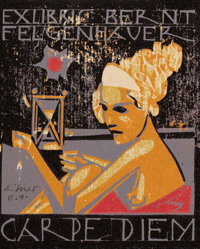 Exlibris by Frank Eissner from Germany for Dr. Bernt Felgenhauer - Woman 