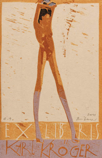 Exlibris by Frank Eissner from Germany for Karl Fridrich Kröger - Woman 