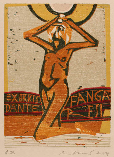 Exlibris by Frank Eissner from Germany for Fanga Dante Resi - Woman Nude 