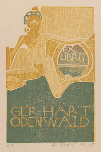 Exlibris by Frank Eissner from Germany for Gerhart Odenwald - Woman Nude 