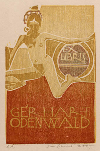 Exlibris by Frank Eissner from Germany for Gerhart Odenwald - Woman Nude 