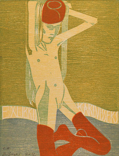 Exlibris by Frank Eissner from Germany for Karl Vissers - Woman Nude 