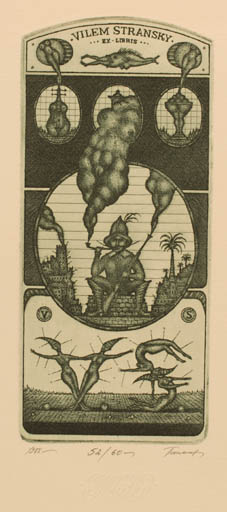 Exlibris by S.K. Tjukanow from Russia for Dr. Vilam Stransky - Surrealism 